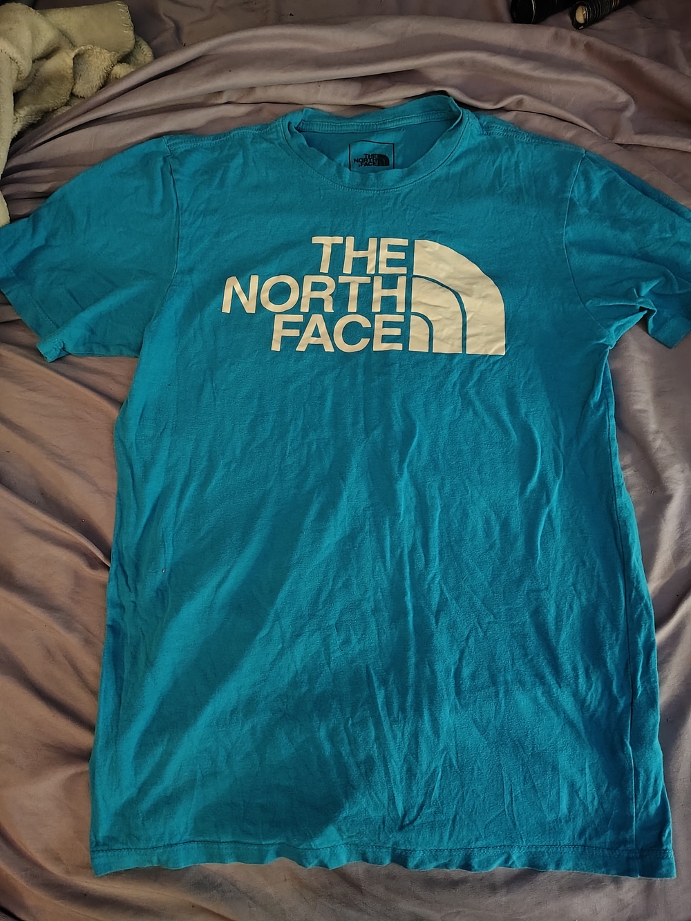 The North Face Men’s Teal Short-Sleeve Logo Tee For Sale!
